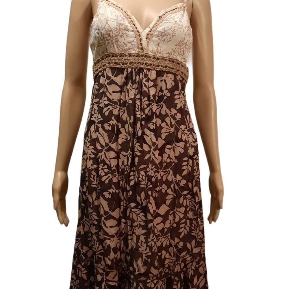 Santiki dress Floral summer Multi Color Earth tones Size Small